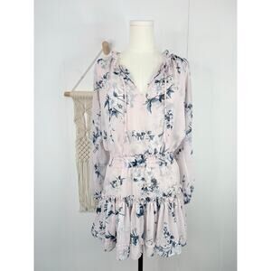 Misa Los Angeles Lorena Floral Dress Size XS Pink Blue Long Sleeve Mini